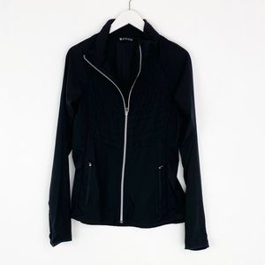 Athleta Women Size XS Black Quilted Packable Run Thumb Holes Windbreaker Jacket